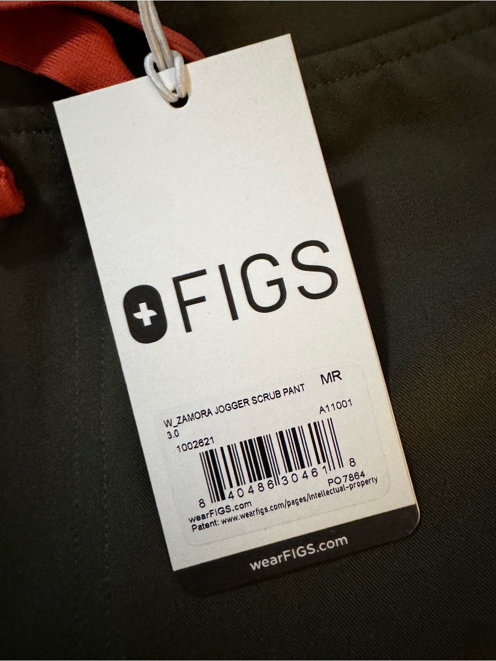 Figs Zamora Jogger Scrub Pant in Olive with Rust Tie
